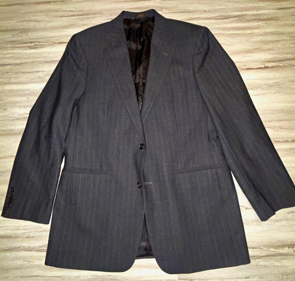 Brooks Brothers 346 Men's DarkGray Pinstripe Wool Stretch Blazer Classic Fit 41R